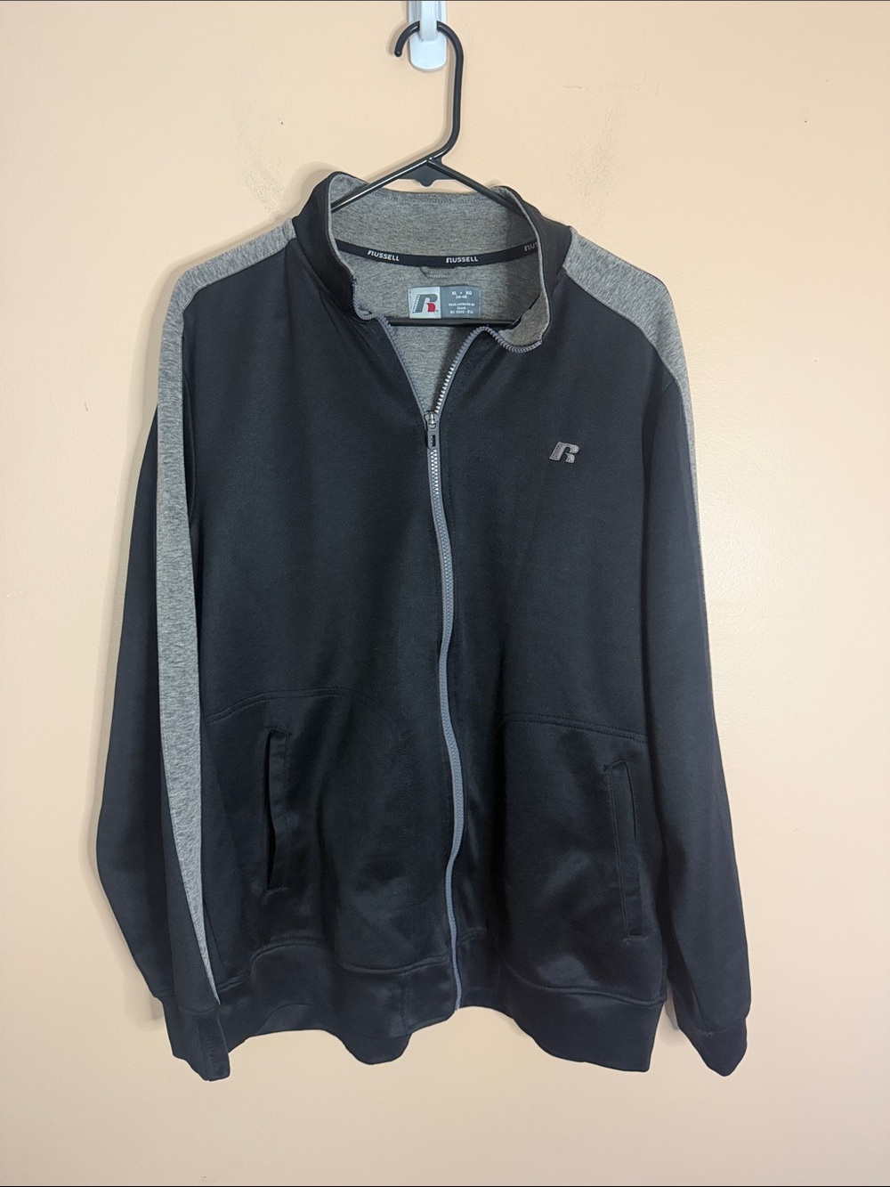 Russell Athletic Men’s Black Full-Zip Jacket with Gray Accents